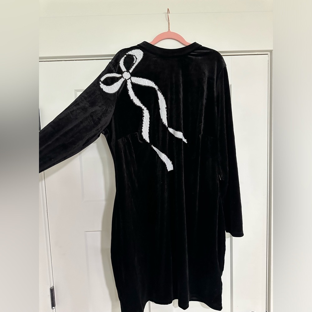 Eloquii Black dress with white sequin bow